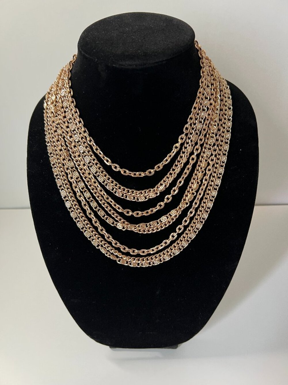 Gold Layered Multi Strand Chain Necklace Statement Chunky Boho